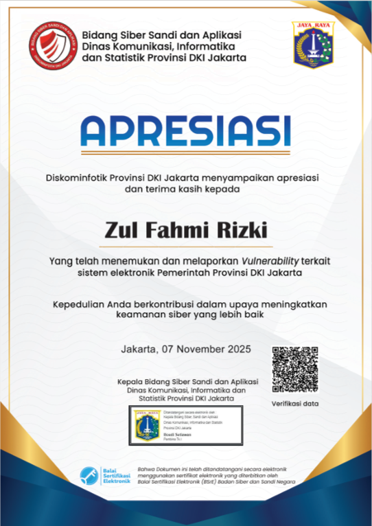 Diskominfotik DKI Certificate