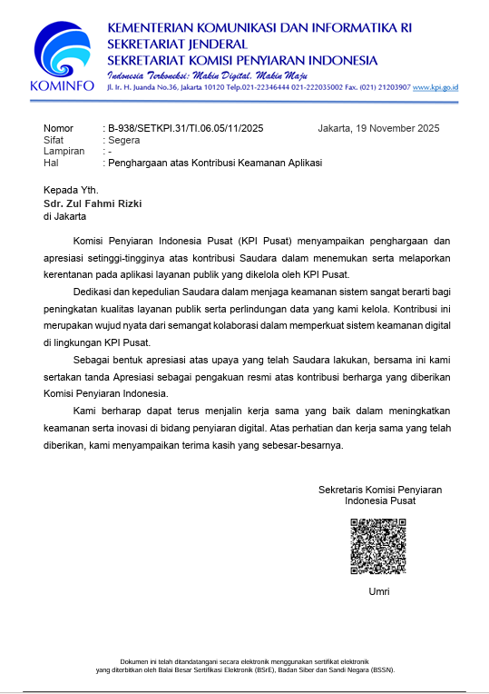 Kominfo Official Letter